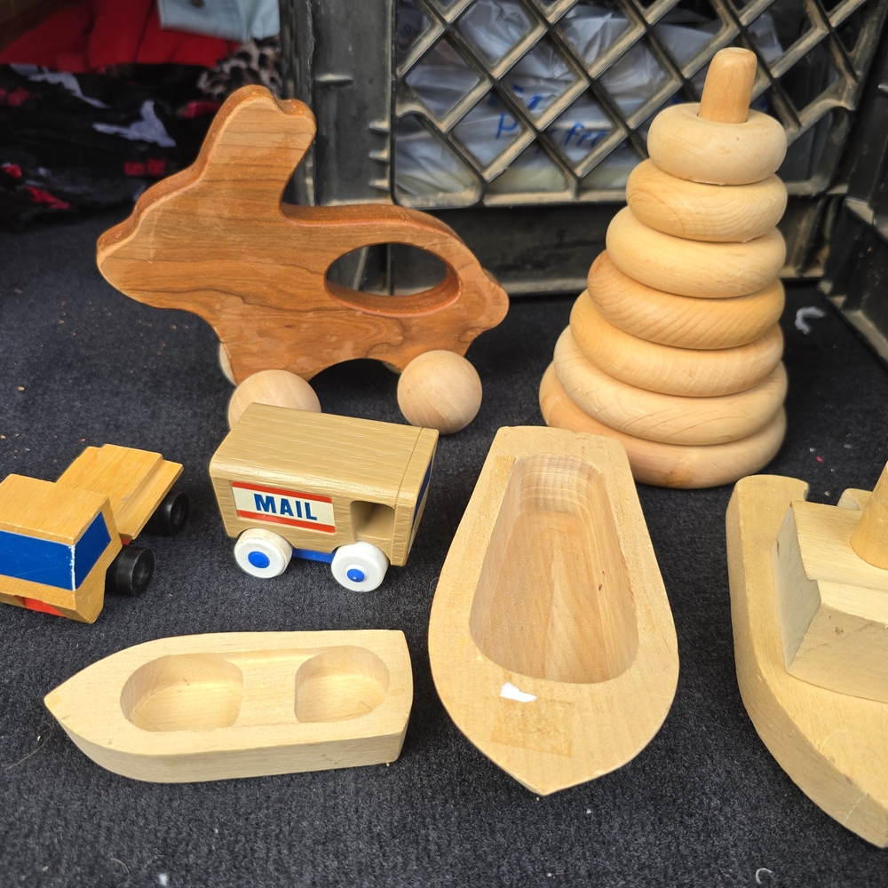 Vintage Lot Wood Child's ToysWooden Kids Toy Set - Natural and Brown